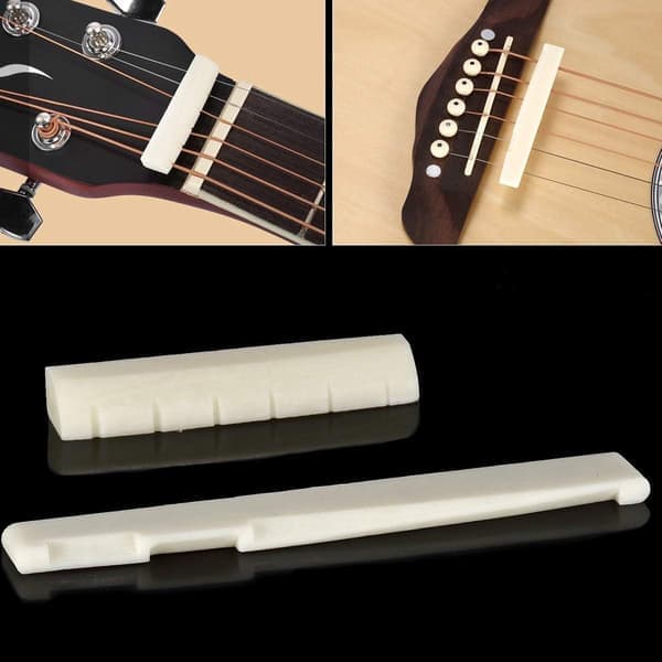 Akustisk gitarrsadel och översadel, rent ben, elfenbensfärgad, för 6-strängad gitarr