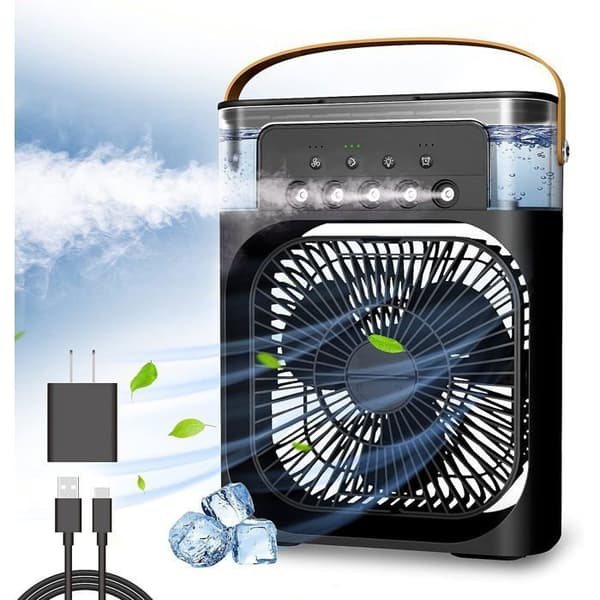 Bærbar airconditionventilator - RISING FF - FF - 3 hastigheder - 7 LED-farver - USB Type-C