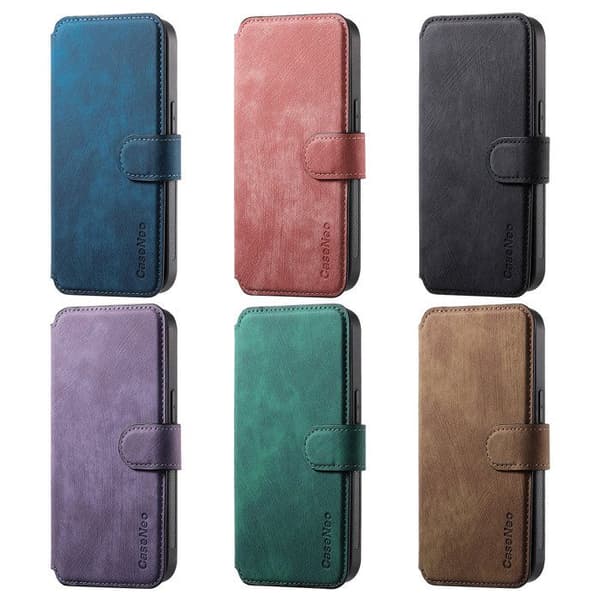 Etui til iPhone 15 Pro, Premium Beskyttende PU Læder Etui, [Magnetisk Lukning] [Flip Etui] - Blå