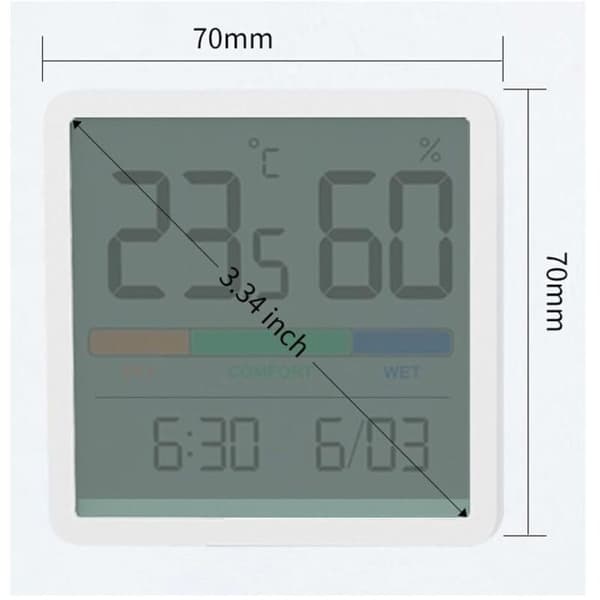 Digital termometer hygrometer – Skrivbordsmodell med klocka för kontor, hem och sovrumstemperaturövervakning