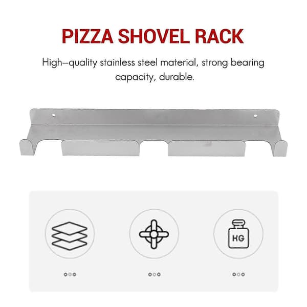 Pizzaspade Väggställ Borstat Rostfritt Stål Pizzaställ Hängare Kraftig Pizzaspadehållare