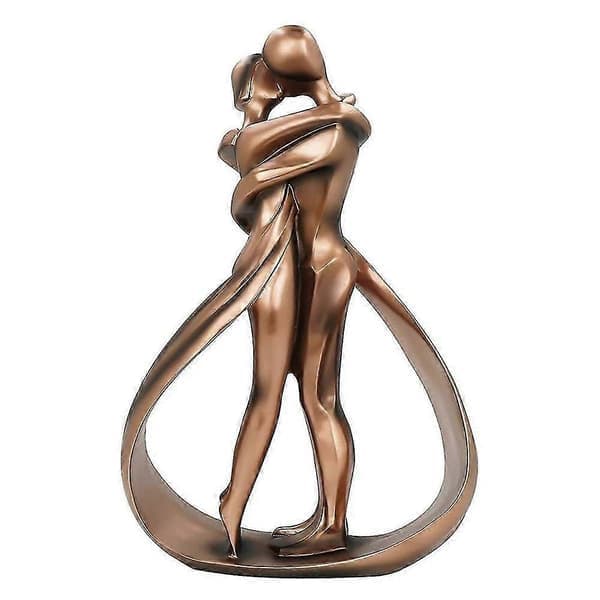 Ømt par omfavner kys Romantisk par kunst Danseskulptur, jubilæumsbryllupsstatue JN