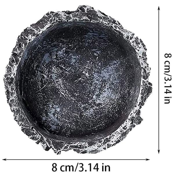 Krybdyrskåle i harpiks til vand og foder, sæt med 2 - 2 stk., grå, 8 cm - skildpadde, firben, gekko, krybdyrskål til vand og foder - re