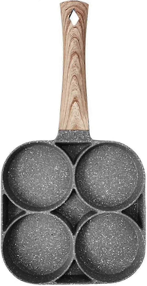 Non-stick stekepanne, stekepanne for egg og hamburger, 4-hull