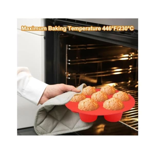 Silikon Muffinsform - 3 Stykker - Non-Stick - 7 Hull - Tåler Oppvaskmaskin