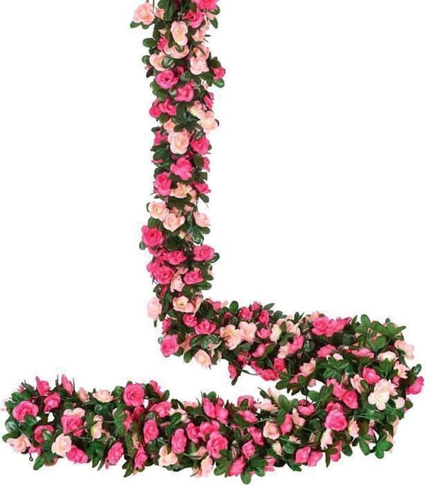 Kunstig blomsterkrans - Rosa - 250 cm - 4 stk - Silke - Bryllups- og hagedekorasjon