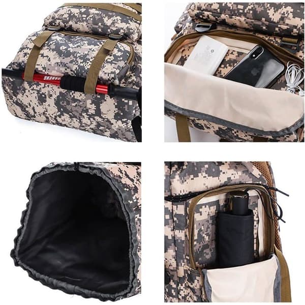 Vandringsryggsäck 80L, Högdensitetsnylon, Molle-system, Vattentät, Militär Camping