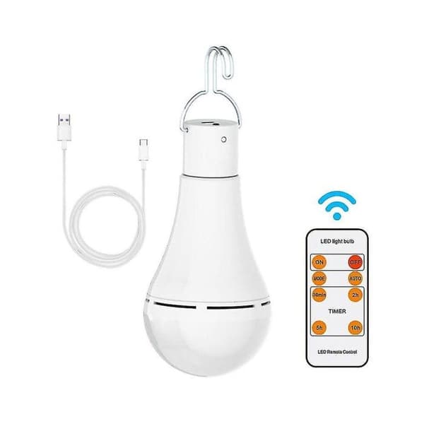 7W USB oppladbar lyspære med fjernkontroll