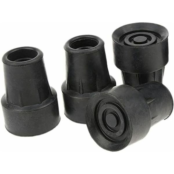 Pakke med 4 standard skridsikre stokkefødder, sorte gummifødder - 19 mm