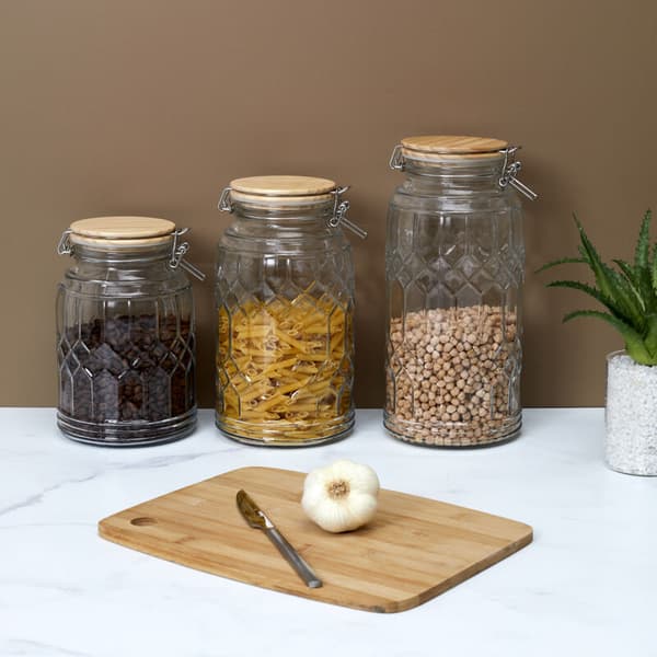 Opbevaringskrukke - COOK CONCEPT - Transparent - Bambuslåg - 2,7L