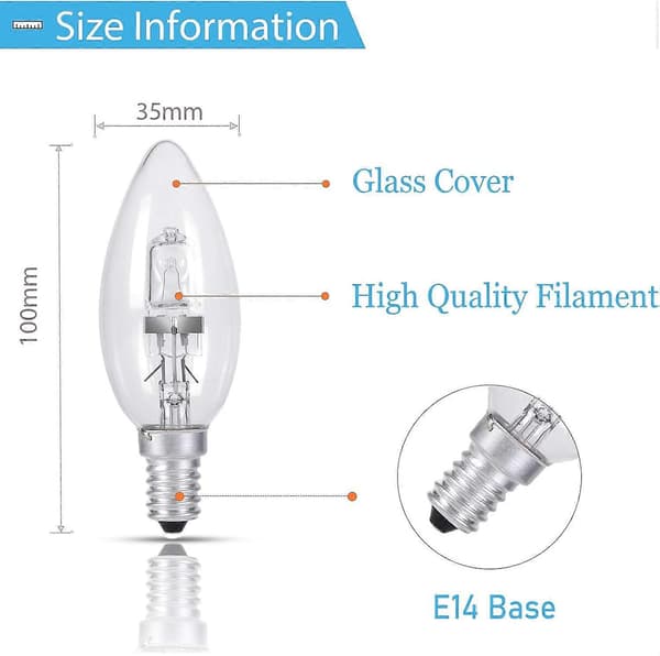 25W Halogenljuslampor, 5-pack E14 Halogenljuslampor, 220V, Dimbar Energibesparande Halogenlampor
