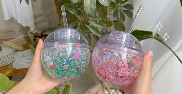 Sommar Ny Jordform Utomhus Dubbellager Plastmugg Röd 400ML