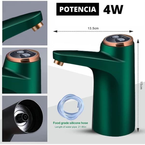 Vanndispenser med LED-indikator, 1500 mAh oppladbart USB-batteri, silikonmateriale (grønn)