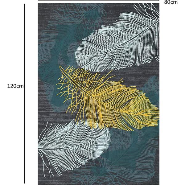 Ryamatta 80x120 cm – Blå/grå kristall sammet – Mjuk, kort lugg – Lättskött i 30°C – Dekorativ matta för vardagsrum och sovrum
