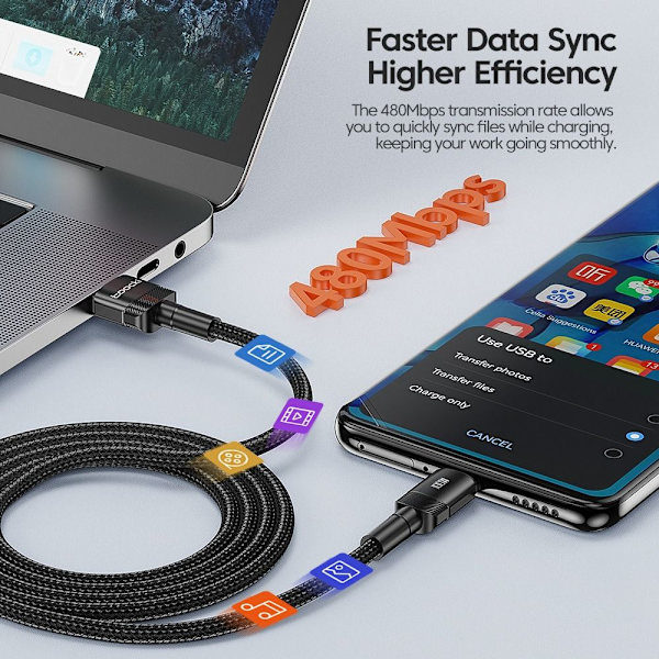 Mobildatakabel Opladerkabel BLÅ 1M Blå 1m Blue 1m