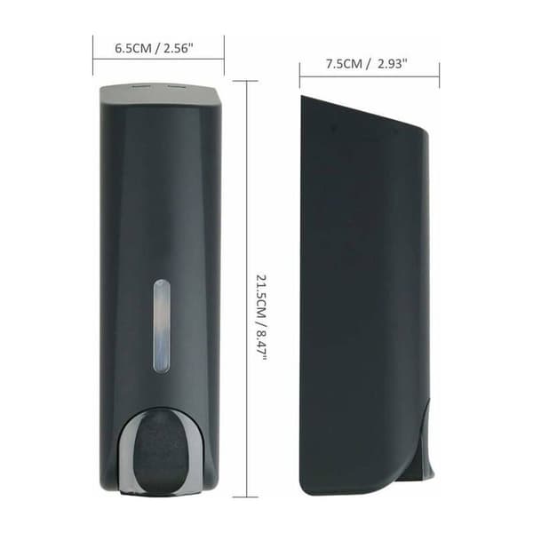 Tvåldispenser - 350 ml - Väggmonterad - Matt svart - Slitstark ABS