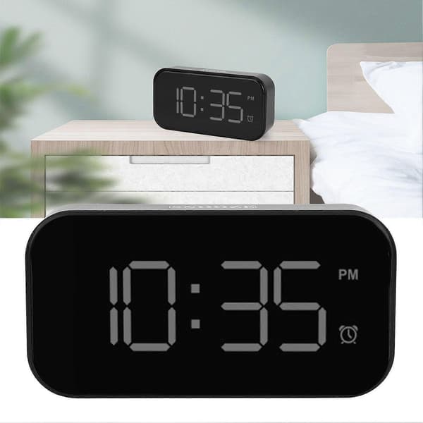 SSRGV USB LED Digital Touch Väckarklocka 12/24H Bärbar Sängklocka för Hem Sovrum Resa Vit
