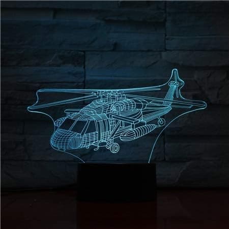 Natlys USB 3D LED Natlys Uh-60 Utility Helikopter Flymodel Black Hawk Fighter Dekorativt Lys Fly Bordlampe Sengelampe