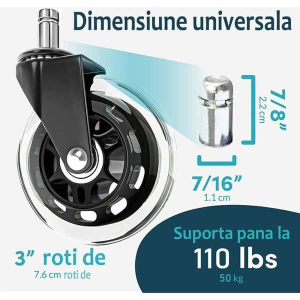 Set med 5 hjul, 50 kg, svart