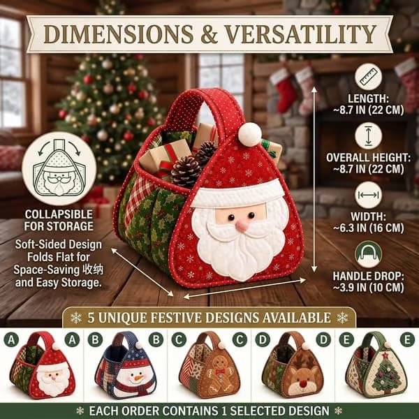 DIY-set för quiltad julkorg i tyg (Jultomte) Santa Claus