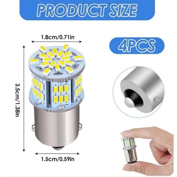 Bil LED-pærer, 4 stk. 1156 Hvide Highlight-lamper 12V, LED Blinklyspærer til Bil Baklys