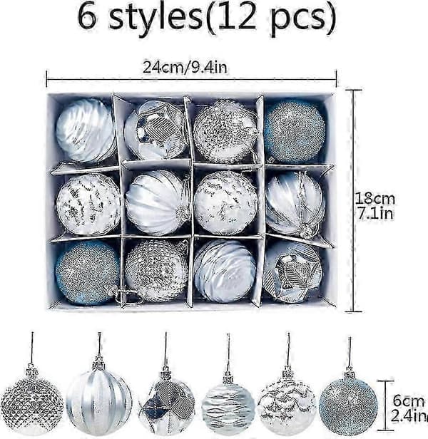 Utsökta 12 delar julkulor julkulor set julkulor julkulor set 2,4 tum/6 cm (blå)