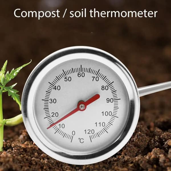 Kompostjordtester med rustfri stålsonde - Termometer for hage og plen - Hagekomposter