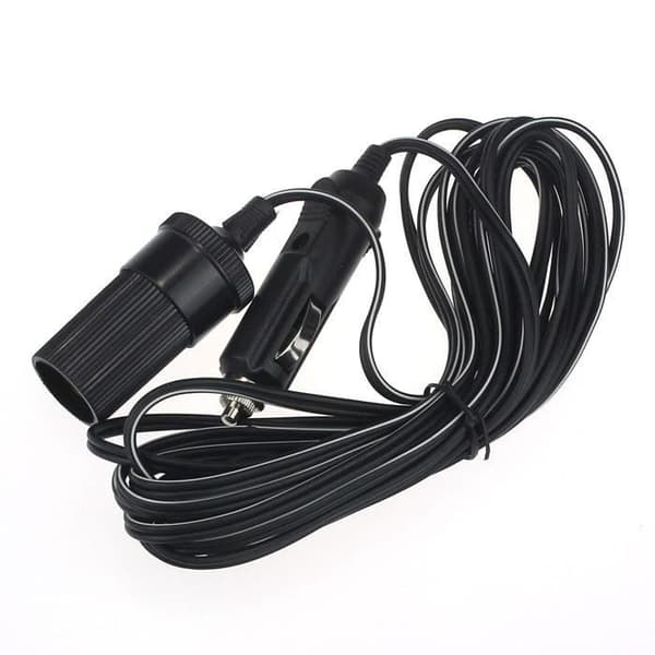 Cigarettænder forlængerkabel - Biltilbehør - 12V 10A - 5m - Sort - Universal
