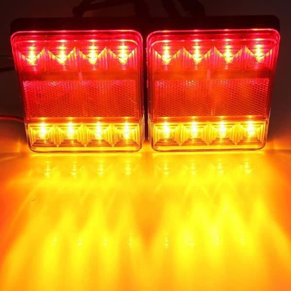 2 x 12V 8LED Baglygter/blinklys til bil, trailer og lastbil