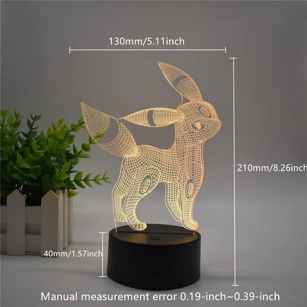 3D Illusjon Umbreon Nattlys, LED Bordlamper, Hjemmeinnredning, T