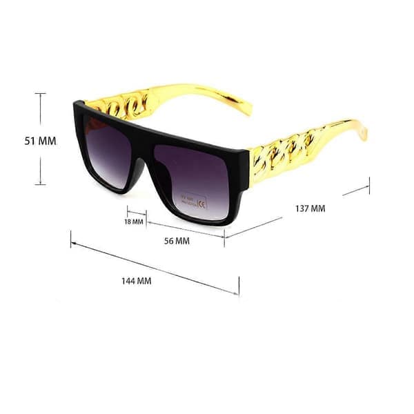 Elegante metallkjede-armer, flate aviator-solbriller