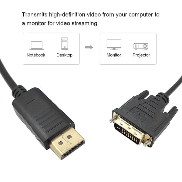 1,8 m DP til DVI-adapter Displayport Display Port til DVI-kabeladapterkonverter