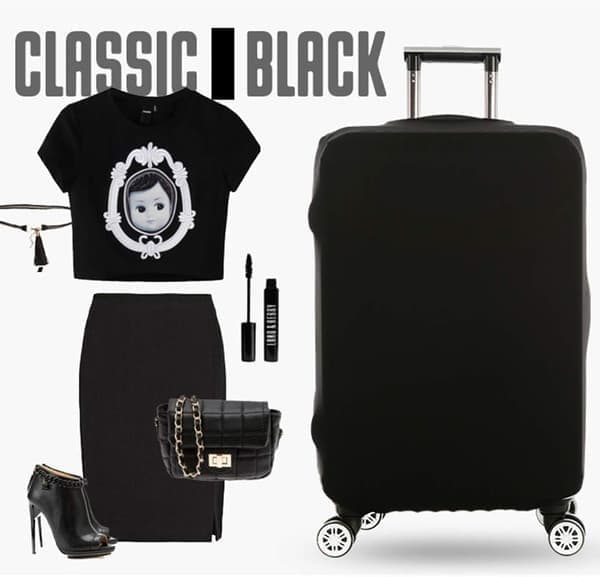 Tjockt dammskyddande resväskskydd Elastiskt enfärgat resväskskydd Svart S Black S