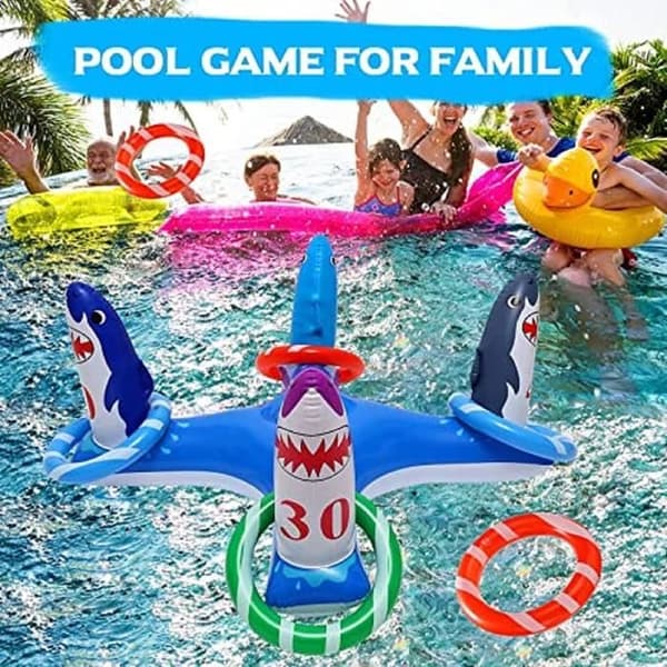 Uppblåsbar Pool Ringkastning Poolspel Leksaker Flytande med 4 st Ringar för Multiplayer Vatten Poolspel Barn Familj Poolleksaker