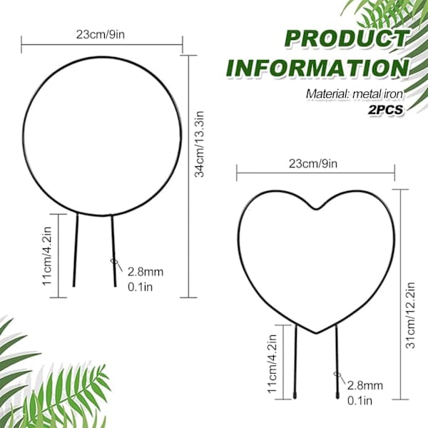 2-pack Metall växtstöd för inomhusväxter, Metallstöd för klätterväxter, Växtstöd för krukväxter