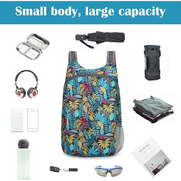 Vikbar ryggsäck, ultralätt, vattentät polyester, 20L, vandring camping resor