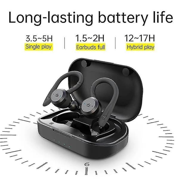 20 timmars speltid simning vattentäta Bluetooth-hörlurar dubbla bärbara sport trådlösa hörlurar Tws Ipx7 hörlurar stereo grön