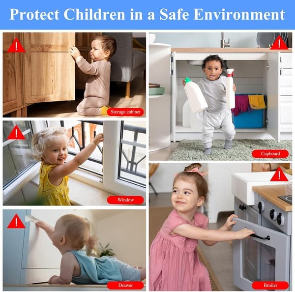 Window and Door Locks for Children, Adjustable Window Safety Locks, Strong Adhesive Refrigerator Locks to Block Doors and Cabinets