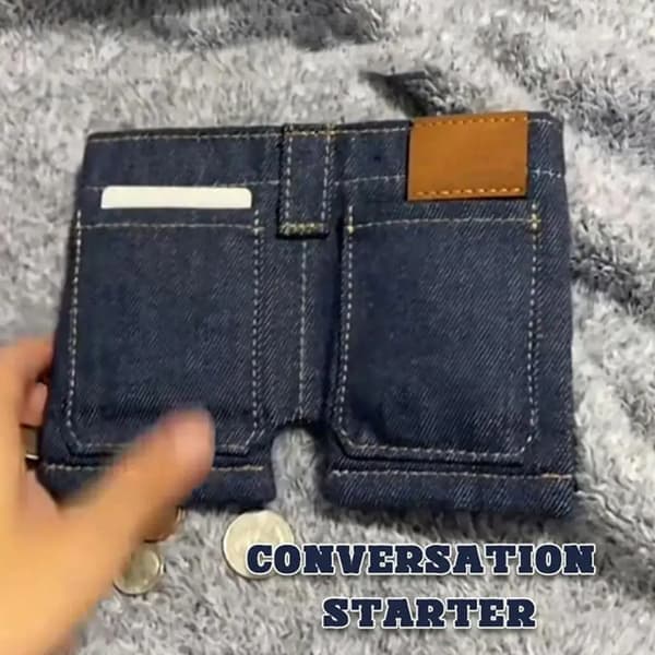 Fickbyxor Mini Jeans Plånbok, Vikbar Jeansformad Växelväska Korthållare Plånböcker, Bärbara Retro Byxplånböcker