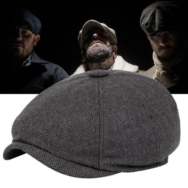 Basker - Vintage Tweed - Peaky Blinders - Svart - Herr - Höst/Vinter (52-54cm)