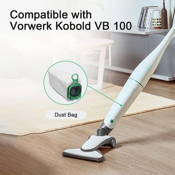 10-pack dammsugarpåsar, ersättningsdammpåsar för Vorwerk Kobold VB100 dammsugare