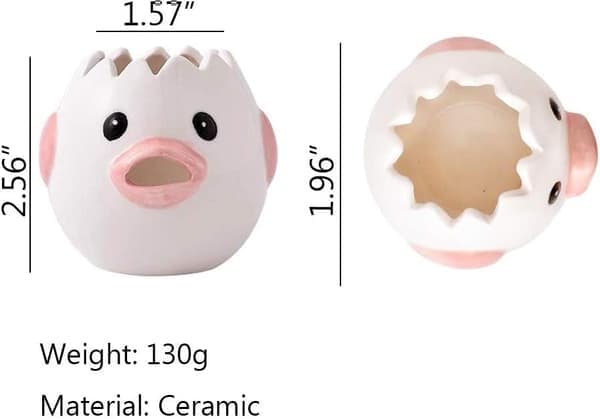 2 stk Eggeplomme Hvit Separator, Keramisk Kreativ Cu