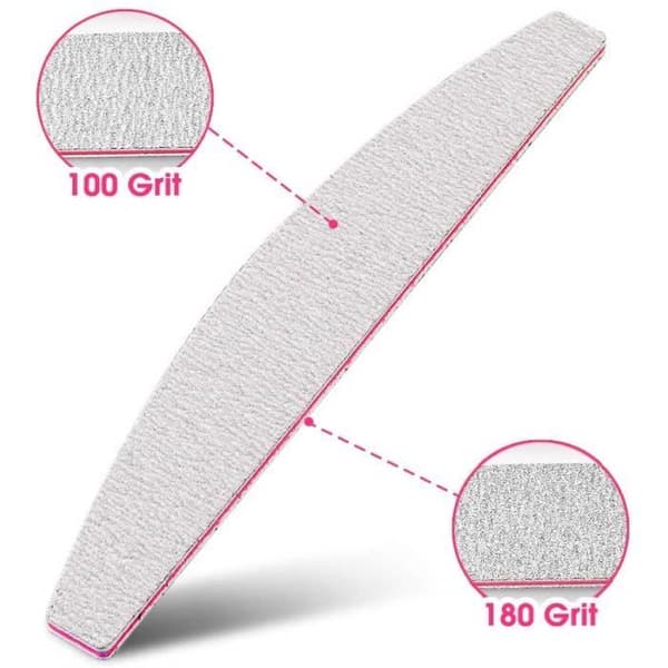 Profesjonelle neglefiler - 100/180 grit - Dobbeltsidig - Hvit/lilla - 50 stk