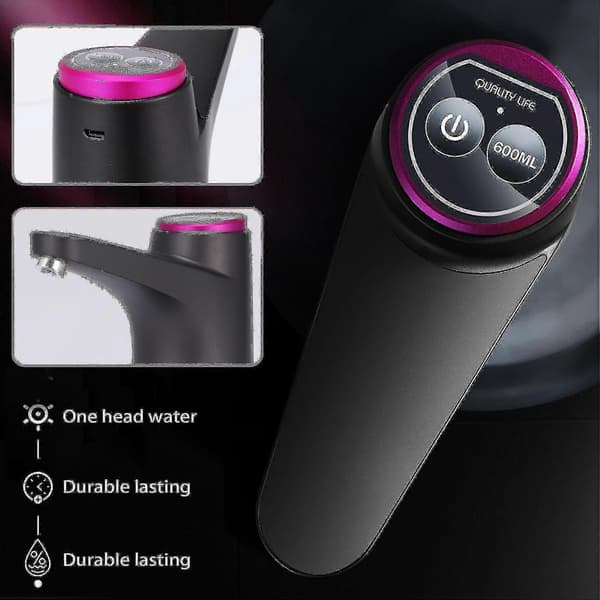 Elektrisk vattenflaskpump med bas USB vattendispenser bärbar automatisk vattenpump hinkflaskdispenser - Svart