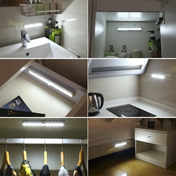 Rörelsesensorlampa - USB Uppladdningsbar - LED - Vit - Inomhus - 3ST