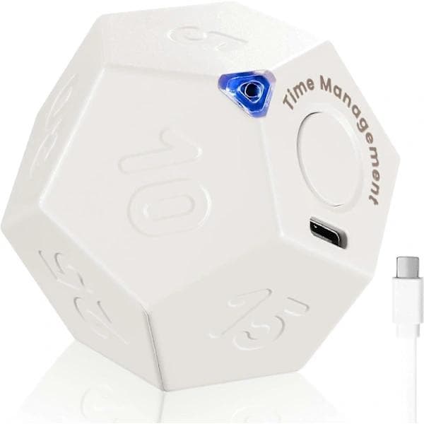 Terning Timer Roterende Produktivitets Timer - Genopladelig, Lyd Vibration Lys Vækkeur Flip Timer til Tidsstyring Børn_Super Gave