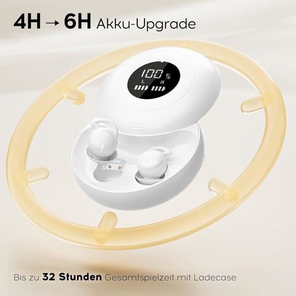 Bluetooth 5.4 Sovehodetelefoner, Mini Støyreduserende Flytende Silikon Øreputer for Sidesovere, Lang Søvn, Au Meoiruery