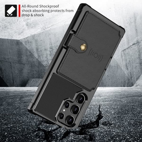 Samsung Galaxy S22 Ultra Cover med Magnetisk Pung Sort