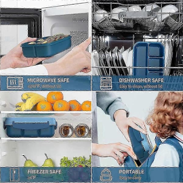 Bento Box, Matboks Barn, Bento Matboks for Barn/Småbarn/Voksne, 1300ML-4 Rom Bento Box