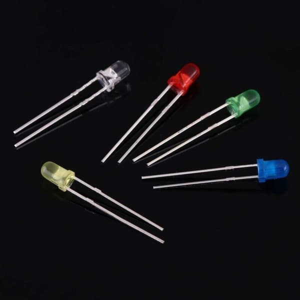 500-delars 3mm LED-kit – Blandade vita, gula, röda, blåa, gröna – 2.0-3.2V 20mA – Elektronik